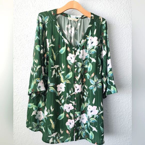 Wayward Fancies Eshakti 3X floral peaseant bohemian blouse - Picture 1 of 6